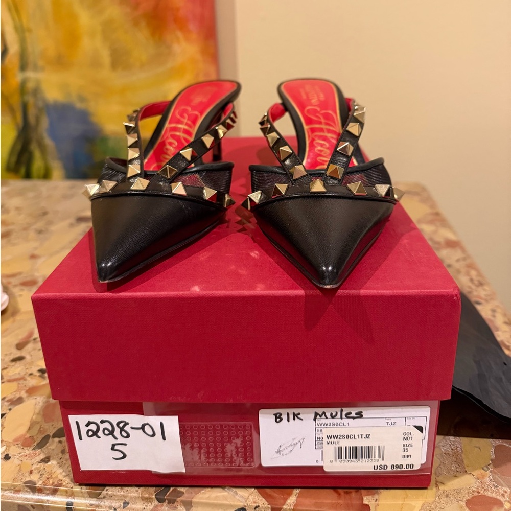 Valentino Garavani Black Studded Mules